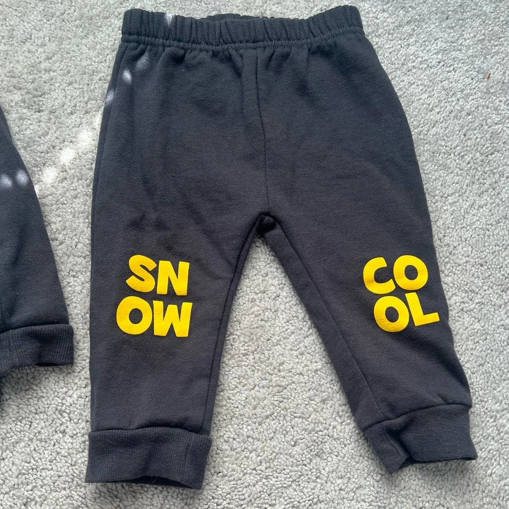 Kids Grey and White Snowman Two Piece Outfit with Yellow Accents